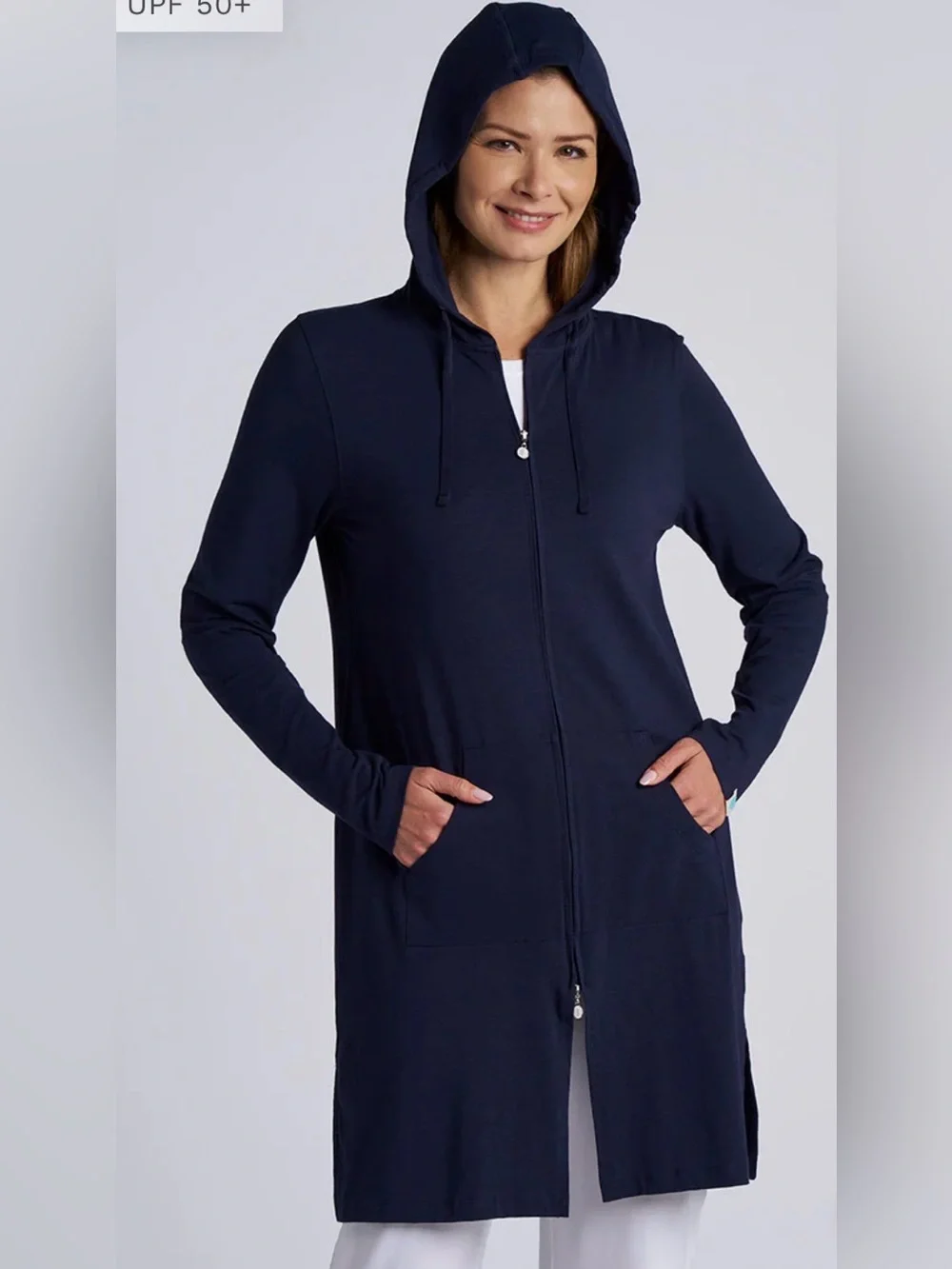 Coolibar Women’s UPF 50+ Black Long Cabana Hoodie Size XXL - Picture 2 of 11